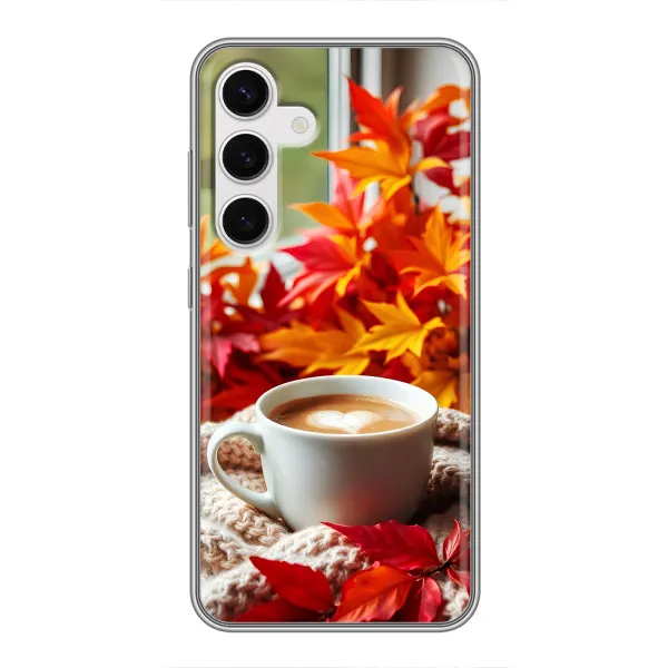 Чехол с принтом «Кофе и листья» для Samsung Galaxy S24