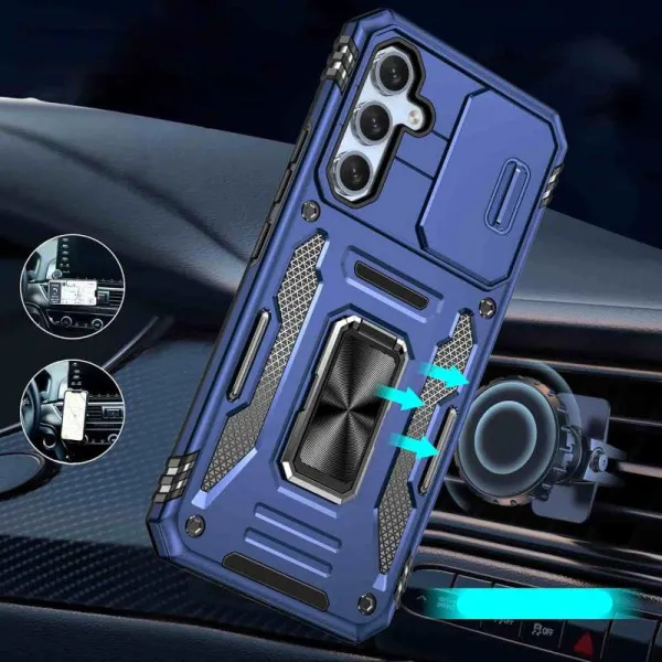 Ударопрочный чехол Camshield Army Ring для Samsung Galaxy S25 FE — Синий — фото 2