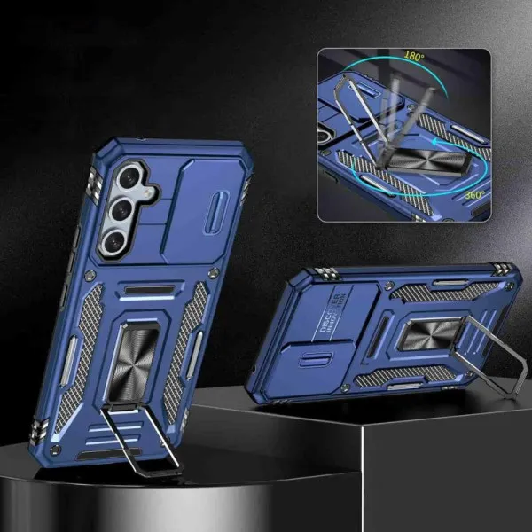 Ударопрочный чехол Camshield Army Ring для Samsung Galaxy S25 FE — Синий — фото 3