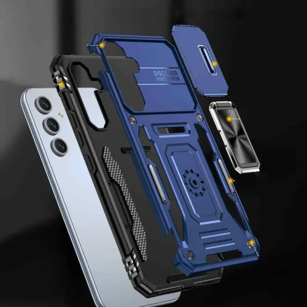 Ударопрочный чехол Camshield Army Ring для Samsung Galaxy S25 FE — Синий — фото 4
