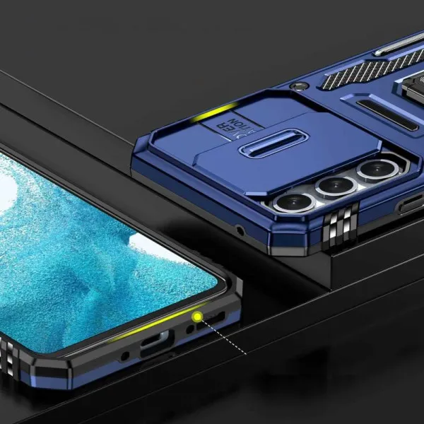 Ударопрочный чехол Camshield Army Ring для Samsung Galaxy S25 FE — Синий — фото 5