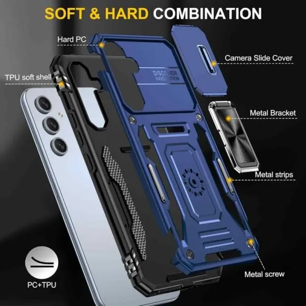 Ударопрочный чехол Camshield Army Ring для Samsung Galaxy S25+ / S24+ — Синий — фото 4