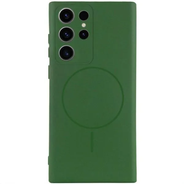 Чехол Silicone Cover Lakshmi Full Camera (AA) with Magnetic Fit для Samsung Galaxy S25 Ultra — Зеленый — фото 1