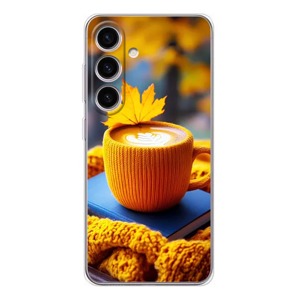 Чехол с принтом «Кофе на желтом пледе» для Samsung Galaxy S26