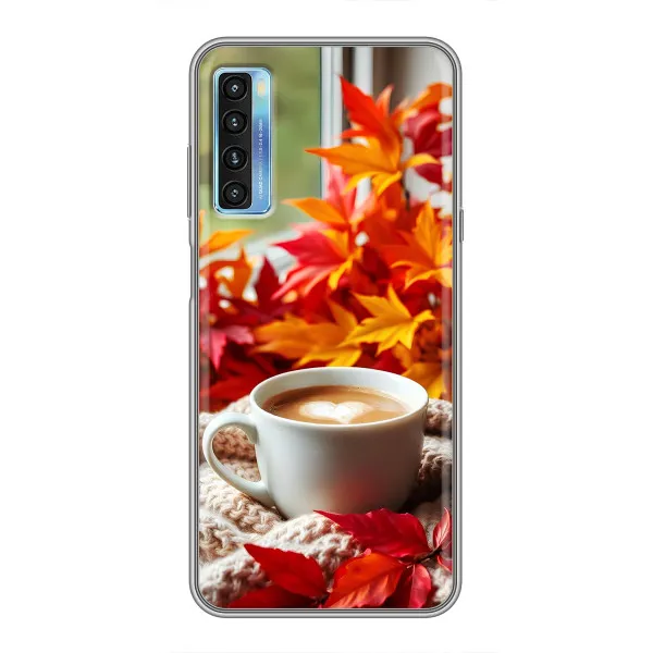 Чехол с принтом «Кофе и листья» для TCL 20L Чехол с принтом «Кофе и листья» для TCL 20L