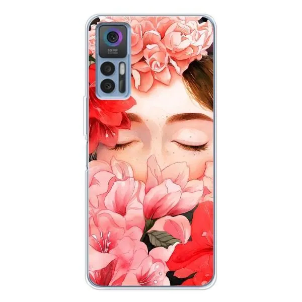 Чехол с принтом «Глаза в цветах» для TCL 30 Plus