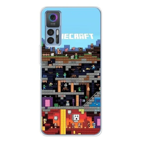 Чехол с принтом «фон Minecraft» для TCL 30 Plus