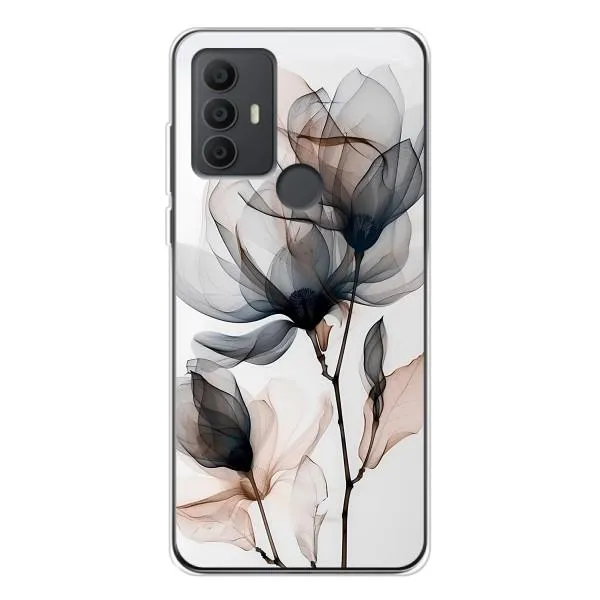 Чехол с принтом «Цветы на белом» для TCL 306