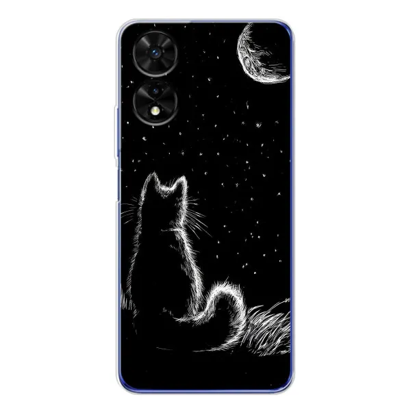 Чехол с принтом «Котик и луна» для TCL 505 Чехол с принтом «Котик и луна» для TCL 505