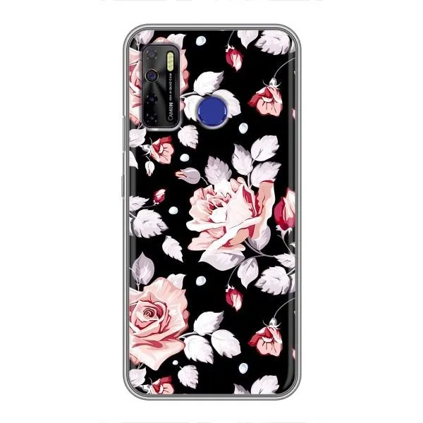 Чехол с принтом «Цветочки на черном» для TECNO Camon 15 Air