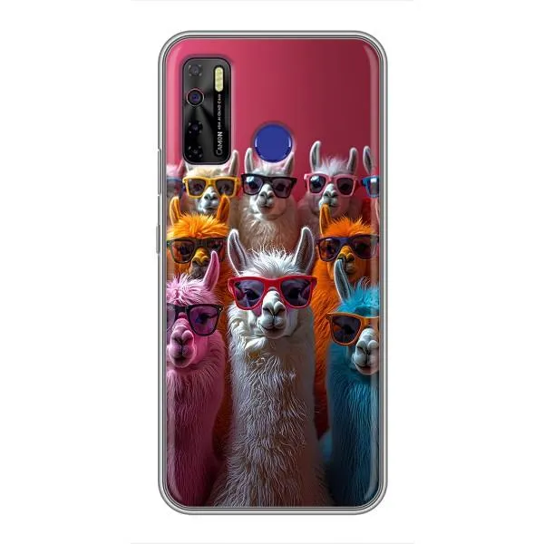 Чехол с принтом «Ламы в очках» для TECNO Camon 15 Air Чехол с принтом «Ламы в очках» для TECNO Camon 15 Air