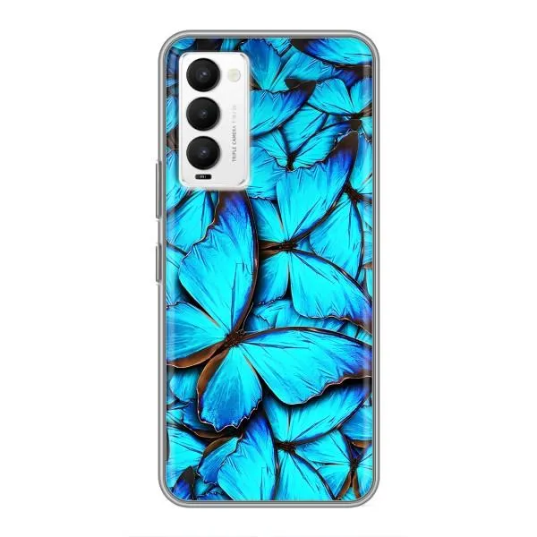 Чехол с принтом «Синие бабочки» для TECNO Camon 18 / Camon 18P