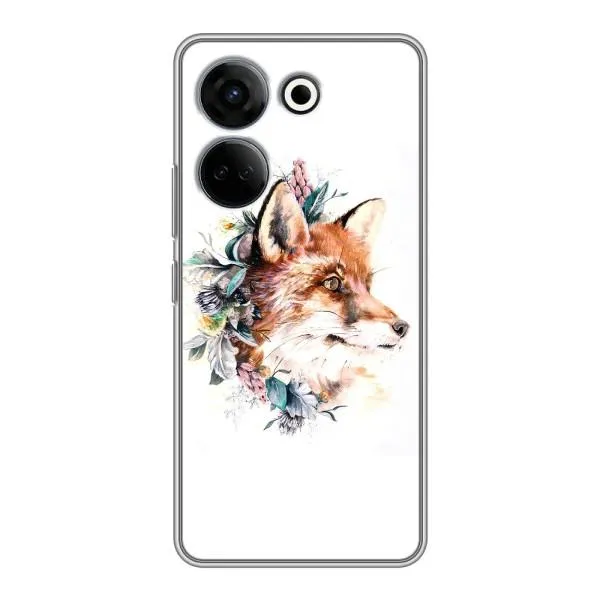 Чехол с принтом «Лисичка в цветочках» для TECNO Camon 20 Pro