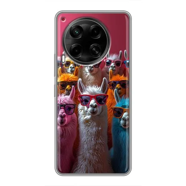 Чехол с принтом «Ламы в очках» для TECNO Camon 30 (CL6) Чехол с принтом «Ламы в очках» для TECNO Camon 30 (CL6)