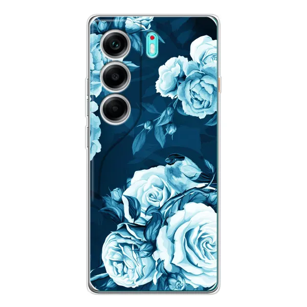 Чехол с принтом «Голубые Бутоны» для TECNO Camon 40 Чехол с принтом «Голубые Бутоны» для TECNO Camon 40