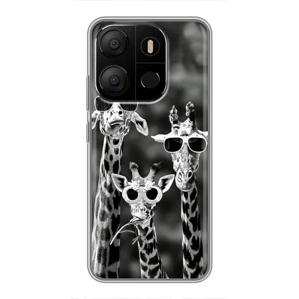 Чехол с принтом «Жирафы в очках» для TECNO Pop 7 Pro