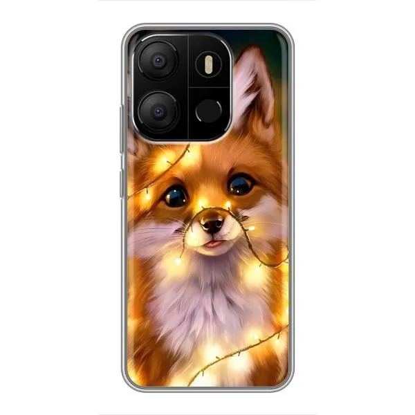 Чехол с принтом «Лисичка в гирляндах» для TECNO Pop 7 Чехол с принтом «Лисичка в гирляндах» для TECNO Pop 7