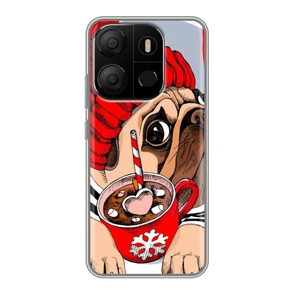 Чехол с принтом «Собачка в шапке» для TECNO Pop 7