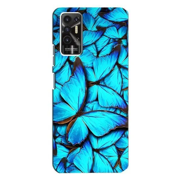Чехол с принтом «Синие бабочки» для TECNO Pova 2 (LE7n)