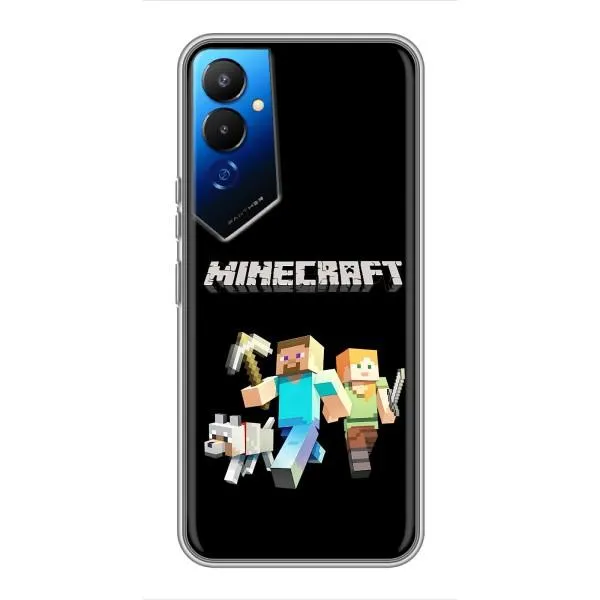 Чехол с принтом «герои Minecraft» для TECNO POVA 4 (LG7n)