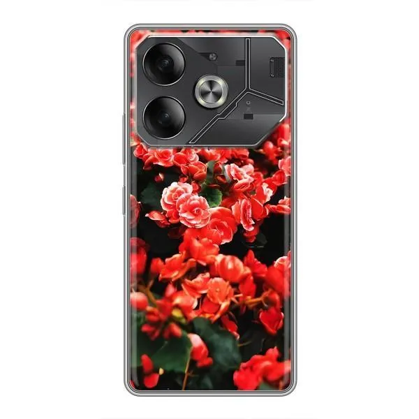 Чехол с принтом «Цветы красные» для TECNO Pova 6