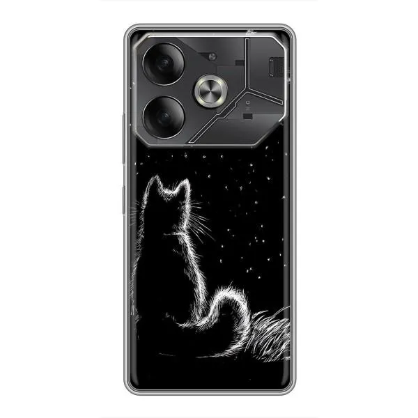 Чехол с принтом «Котик и луна» для TECNO Pova 6 Чехол с принтом «Котик и луна» для TECNO Pova 6