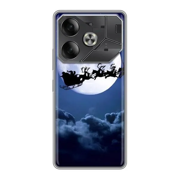 Чехол с принтом «Санта - луна» для TECNO Pova 6 Чехол с принтом «Санта - луна» для TECNO Pova 6