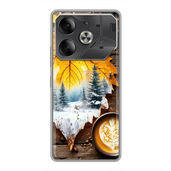 Чехол с принтом «Осенне-зимний кофе» для TECNO Pova 6