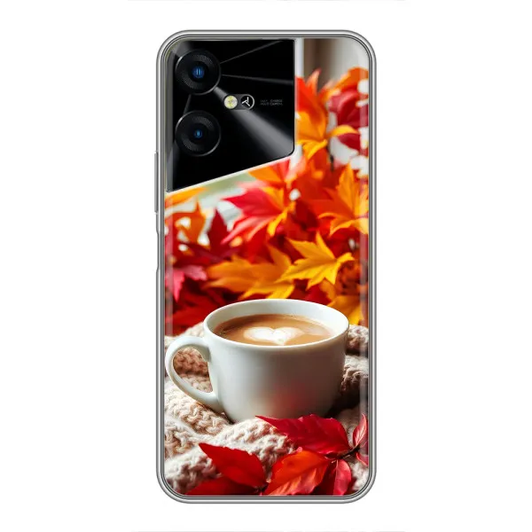 Чехол с принтом «Кофе и листья» для TECNO POVA Neo 3