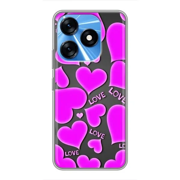 Чехол с принтом «Pink hearts» для TECNO Spark 10