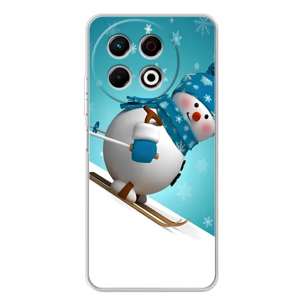 Чехол с принтом «Снеговик на лыжах» для TECNO Spark 30 Pro