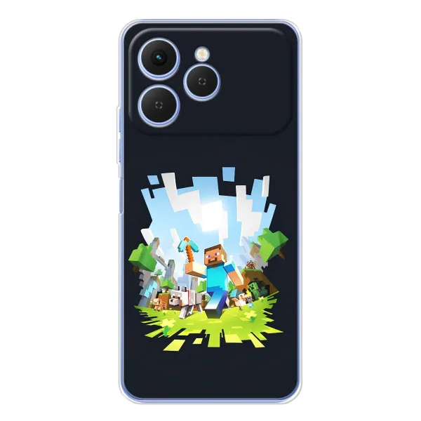 Чехол с принтом «персонажи Minecraft» для TECNO Spark 40 Чехол с принтом «персонажи Minecraft» для TECNO Spark 40