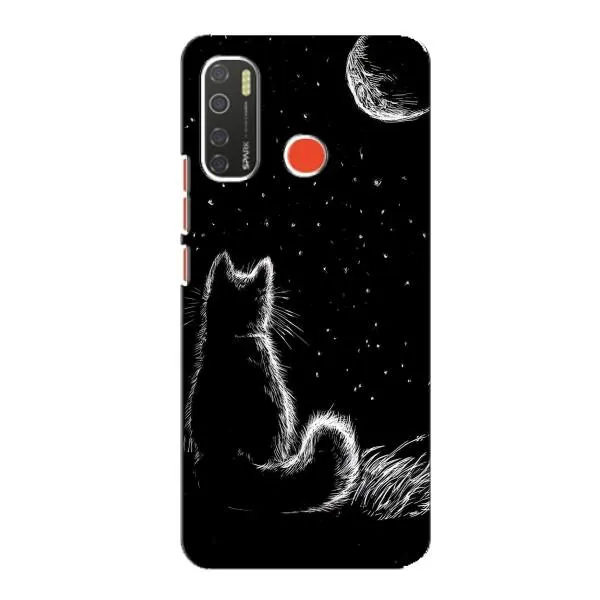 Чехол с принтом «Котик и луна» для TECNO Spark 5