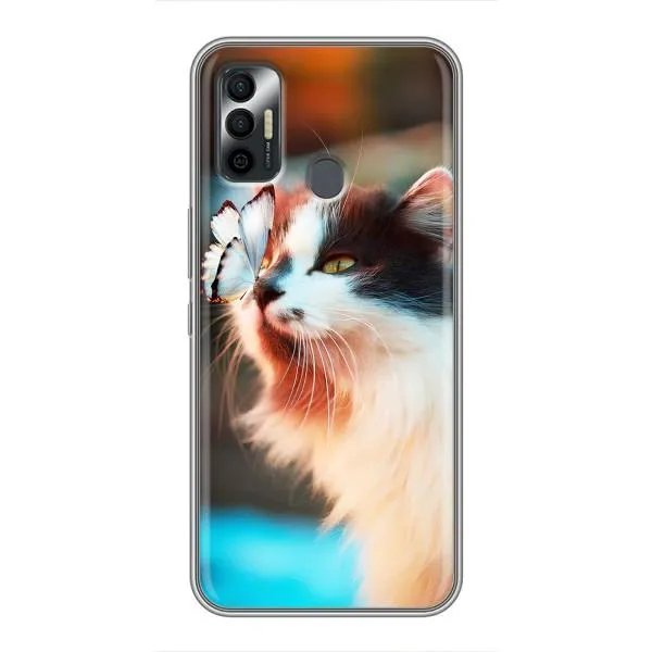 Чехол с принтом «Котик с бабочкой» для TECNO Spark 7 (KF6n)