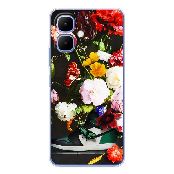 Чехол с принтом «Nike цветы» для TECNO Spark Go 2