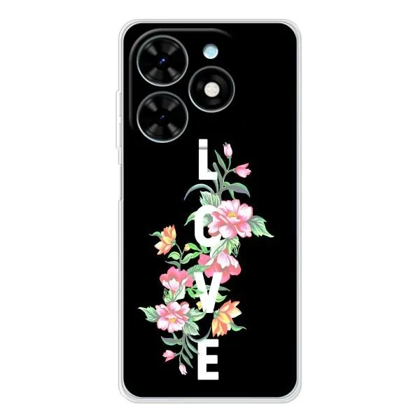 Чехол с принтом «Цветы LOVE» для TECNO Spark Go 2025 Чехол с принтом «Цветы LOVE» для TECNO Spark Go 2025