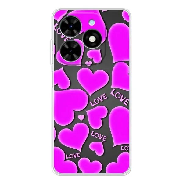 Чехол с принтом «Pink hearts» для TECNO Spark Go 2025 Чехол с принтом «Pink hearts» для TECNO Spark Go 2025