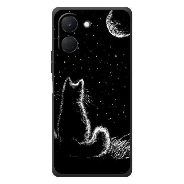 Чехол с принтом «Котик и луна» для TECNO Spark Go 3 Чехол с принтом «Котик и луна» для TECNO Spark Go 3