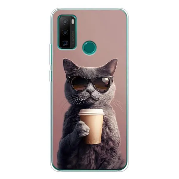 Чехол с принтом «Кот с кофе» для Ulefone Note 10P