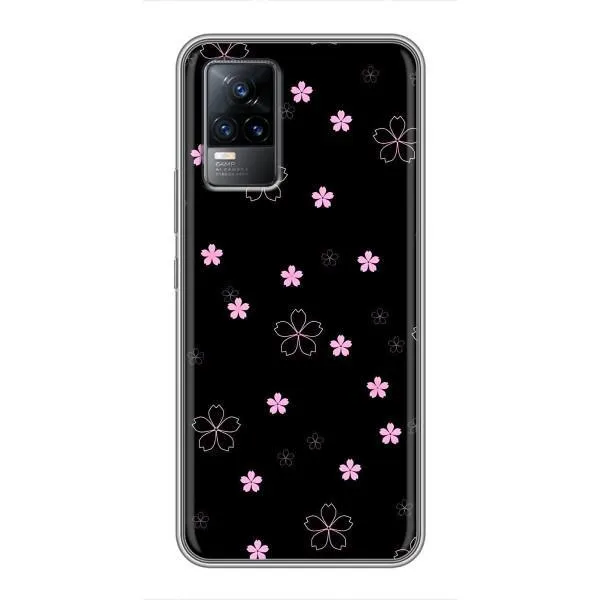 Чехол с принтом «Розовые цветы на черном» для Vivo S9e