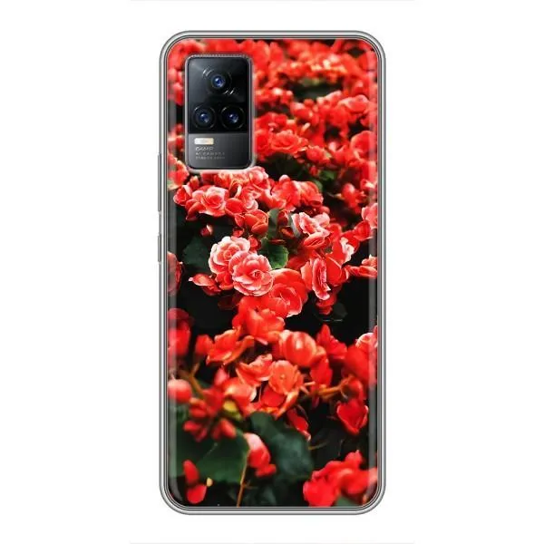 Чехол с принтом «Цветы красные» для Vivo V21E