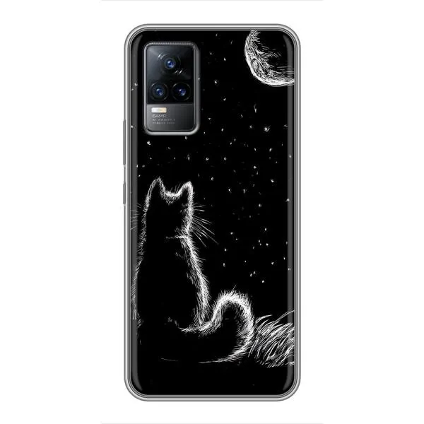 Чехол с принтом «Котик и луна» для Vivo V21E