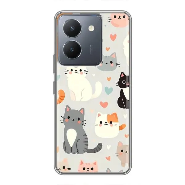 Чохол з принтом «Колаж котів» для Vivo Y36