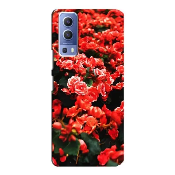 Чехол с принтом «Цветы красные» для Vivo Y72