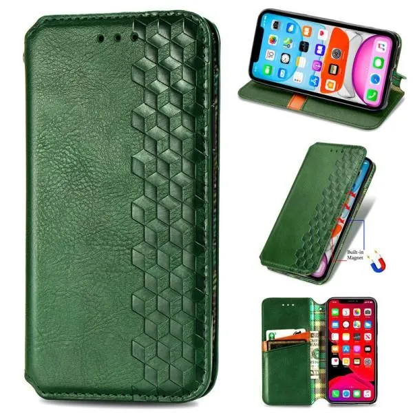 Кожаный чехол-книжка GETMAN Cubic (PU) для Xiaomi 13 — Зеленый — фото 2 Кожаный чехол-книжка GETMAN Cubic (PU) для Xiaomi 13 — Зеленый — фото 2