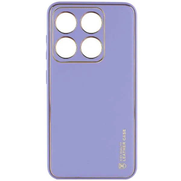 Кожаный чехол Xshield для Xiaomi 14 Pro — Сиреневый — фото 1