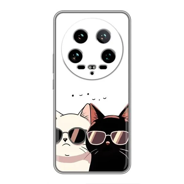 Чохол з принтом «Коти в окулярах» для Xiaomi 14 Ultra
