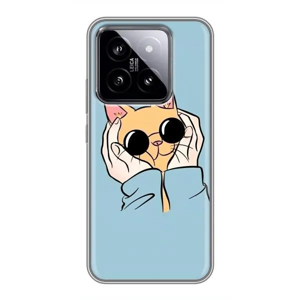 Чехол с принтом «Котик в очках» для Xiaomi 14 Чехол с принтом «Котик в очках» для Xiaomi 14