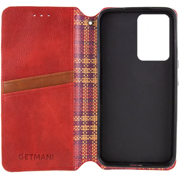 Кожаный чехол-книжка GETMAN Cubic (PU) для Xiaomi 14T Pro — Красный — фото 3