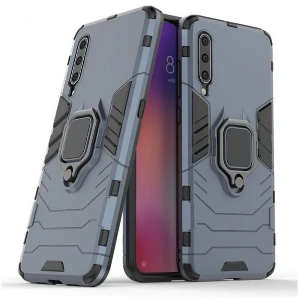 Чехол Transformer с кольцом для Xiaomi Mi 9 (ТПУ + пластик) — Графитовый — фото 1